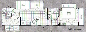 Floorplan Model 3436THB California JAZZ Fifth Wheel Sales and Dealers