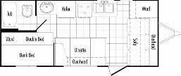 Model 21BH Floor plan THOR california Travel Trailers 