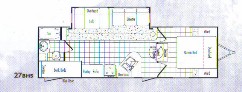 Model 27BHS Floor plan THOR california Travel Trailers 