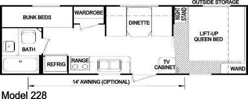 Model 228 Aljo or NOMAD or Layton by Skyline floorplan CA RV Dealer