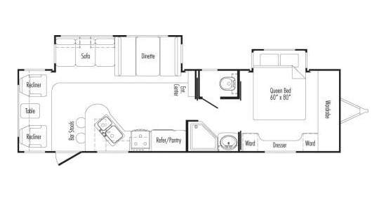THOR JAZZ Floorplan Model 300RLS Travel Trailer. CA RV Sales