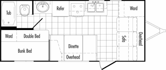 Summit Wave Floorplan Model 25RV Travel Trailer. CA RV Sales