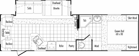 Summit - Wave Floorplan Model 295RLS Fifth Wheel. CA RV Sales