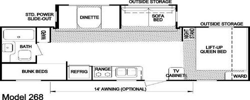 Aljo Model 268 Travel Trailer Floorplan or NOMAD or Layton. CA RV Dealer