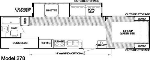 Skyline Model 278TT Aljo, NOMAD, Layton Floorplan CA RV Sales